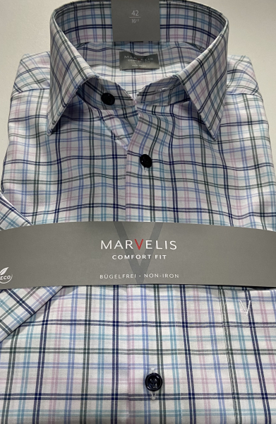 Marvelis Hemd Halbarm, Modern Fit - rose/blau/grün/weiß- 72321245