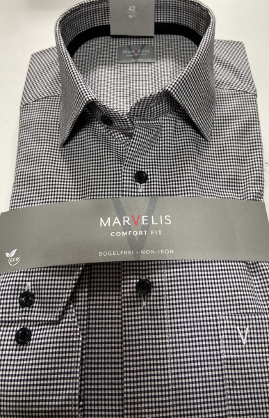 Marvelis Hemd Langarm 64cm, Comfort Fit -schwarz/weiß- 70528468