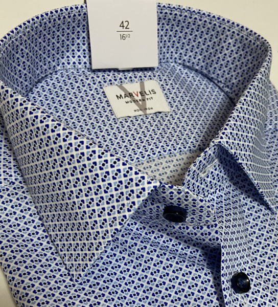 Marvelis Hemd extra langer Arm 69cm, Modern Fit -blau/marine/weiß - 72301911