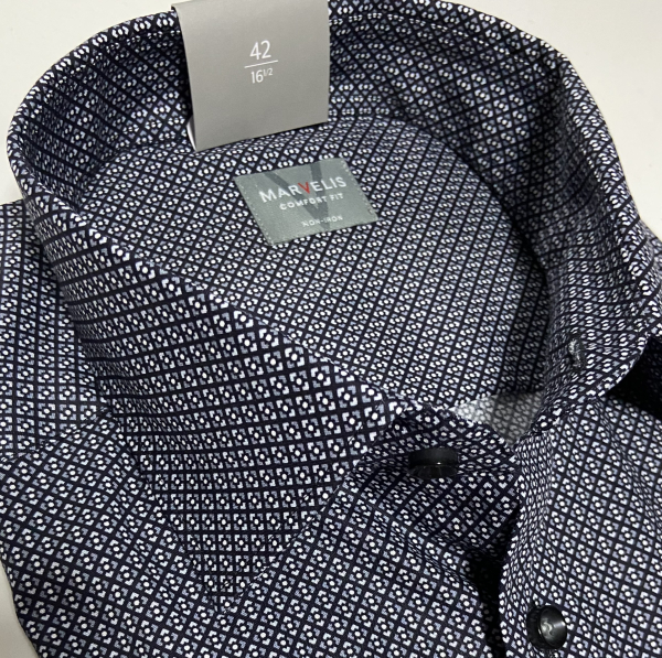 Marvelis Hemd Halbarm, Modern Fit - schwarz/grau/weiß- 72301268