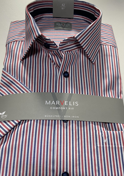 Marvelis Hemd Halbarm, Comfort Fit - rot/blau/weiß- 70501235