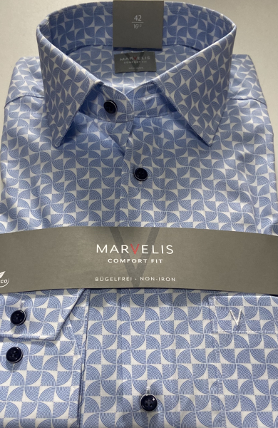 Marvelis Hemd Langarm 64cm, Comfort Fit -blau/weiß- 70381411