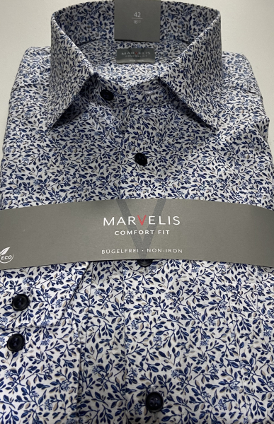 Marvelis Hemd Langarm 64cm, Comfort Fit -blau/beige/weiß- 70408422