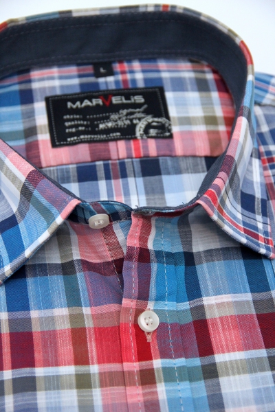 Marvelis Freizeithemd Halbarm -blau/rot/weiß- 60741235