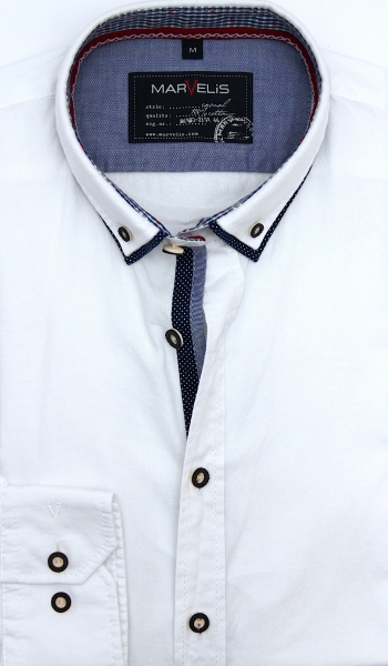 Marvelis Trachtenhemd Langarm 64cm Modern Fit -weiß- 69082400