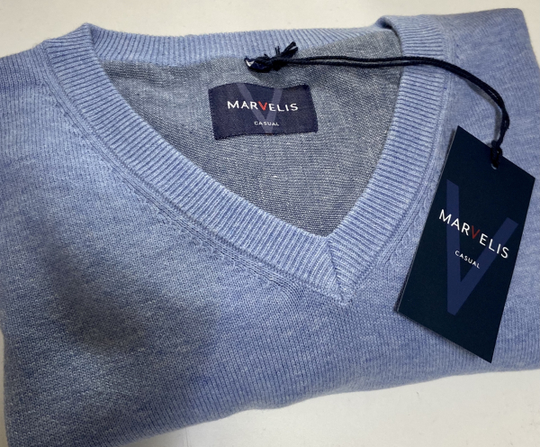Marvelis Pullover V-Ausschnitt -blau- 19901010