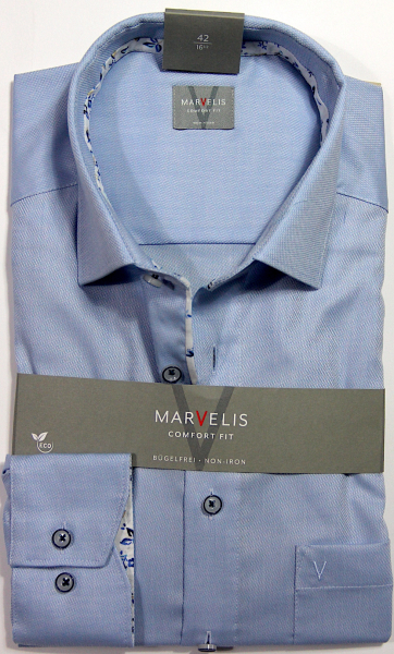 Marvelis Hemd Langarm 64cm Modern Fit -blau- 72017411