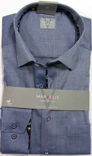 Marvelis Hemd Langarm 64cm Comfort Fit -marine- 70017418