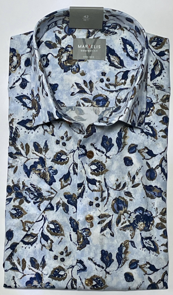Marvelis Hemd Halbarm, Comfort Fit -blau/braun- 70165211