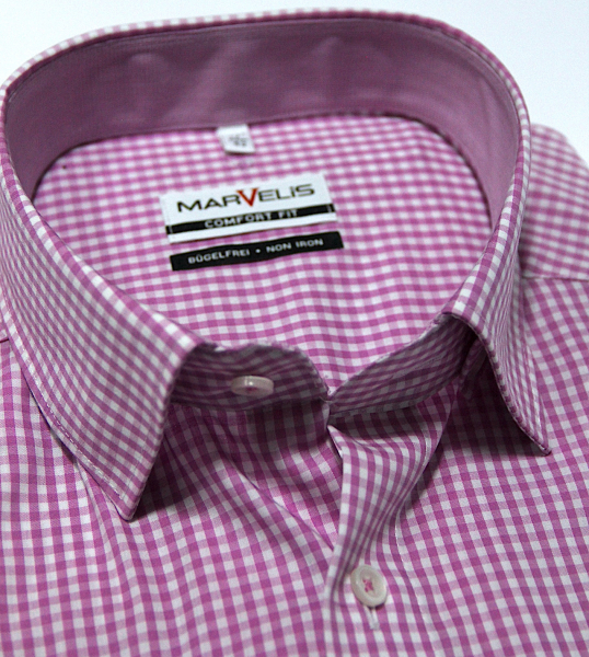 Marvelis Hemd Halbarm Comfort Fit -rosa/weiß- 70271281