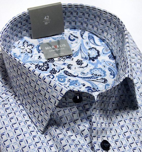 Marvelis Hemd Halbarm, Modern Fit - blau/weiß- 72487211
