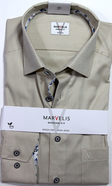 Marvelis Hemd Langarm 64cm Modern Fit -beige- 72017422