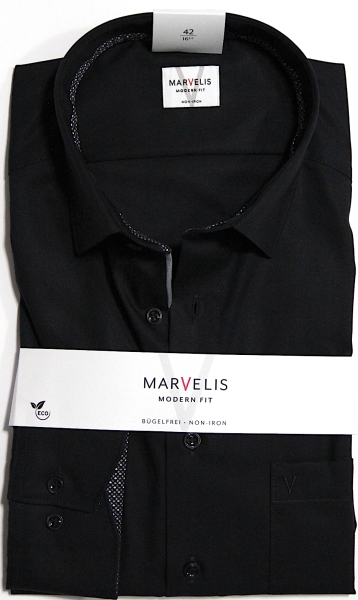 Marvelis Hemd extra langer Arm 69cm, Modern Fit -schwarz- 72547968