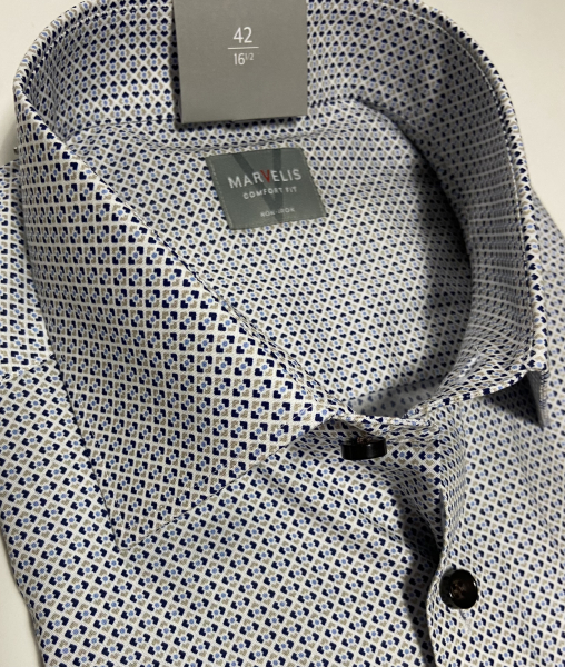 Marvelis Hemd Halbarm, Comfort Fit - schwarz/beige/weiß- 70301222