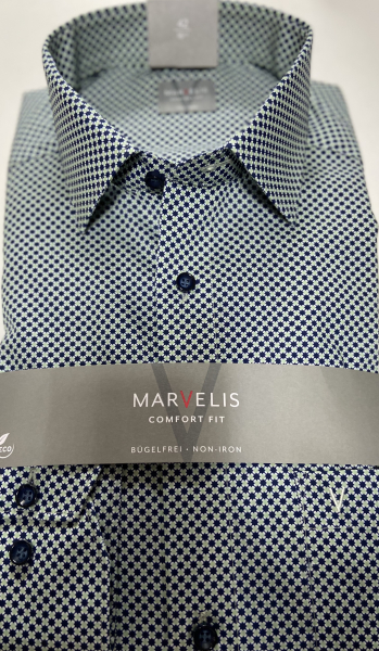 Marvelis Hemd Langarm 64cm, Comfort Fit -grün/marine/weiß- 70108447