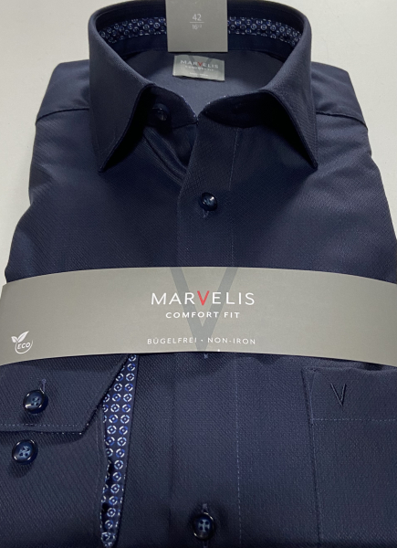 Marvelis Hemd Langarm 64cm, Comfort Fit -marine- 70038418