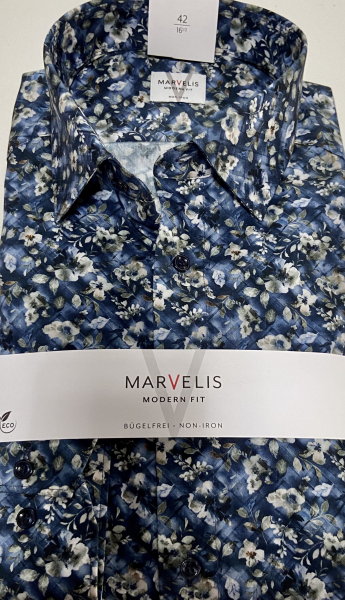 Marvelis Hemd extra langer Arm 69cm, Modern Fit -grün/blau/weiß - 72088918