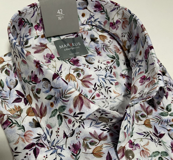 Marvelis Hemd Halbarm, Comfort Fit - fuchsia/grün/weiß- 70121245