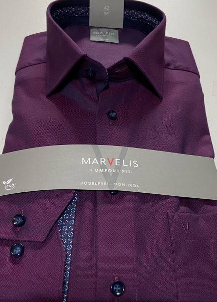 Marvelis Hemd Langarm 64cm, Comfort Fit -pflaume- 70038497