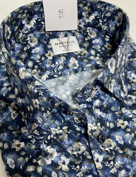 Marvelis Hemd extra langer Arm 69cm, Modern Fit -grün/blau/weiß - 72088918