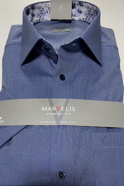 Marvelis Hemd Halbarm, Comfort Fit -blau- 70001214
