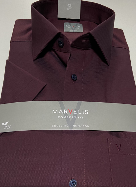 Marvelis Hemd Halbarm Comfort Fit -bordo- 70081235