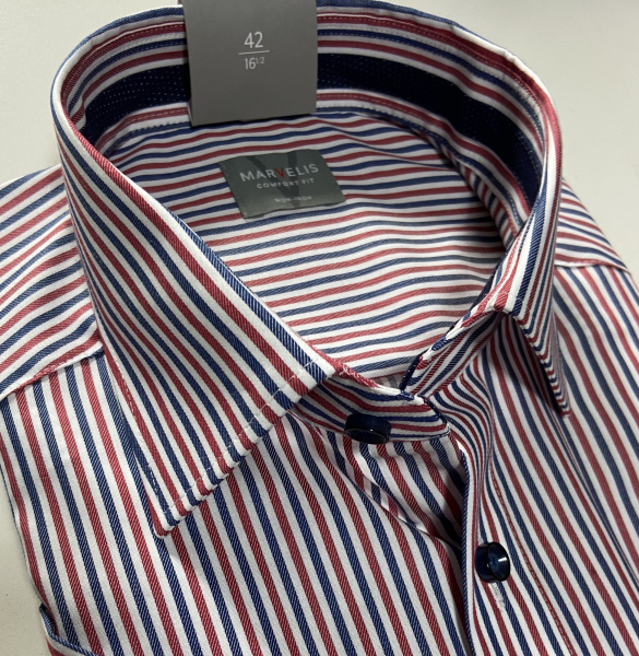 Marvelis Hemd Halbarm, Modern Fit - rot/marine/weiß- 72501235