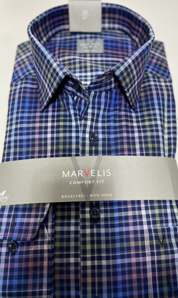 Marvelis Hemd Langarm 64cm, Comfort Fit -violett/blau/grün- 70148418