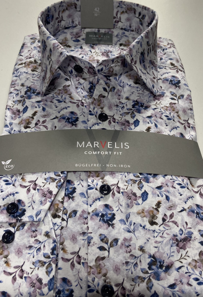 Marvelis Hemd Langarm 64cm, Comfort Fit -fuchsia/blau/beige/weiß- 70088400
