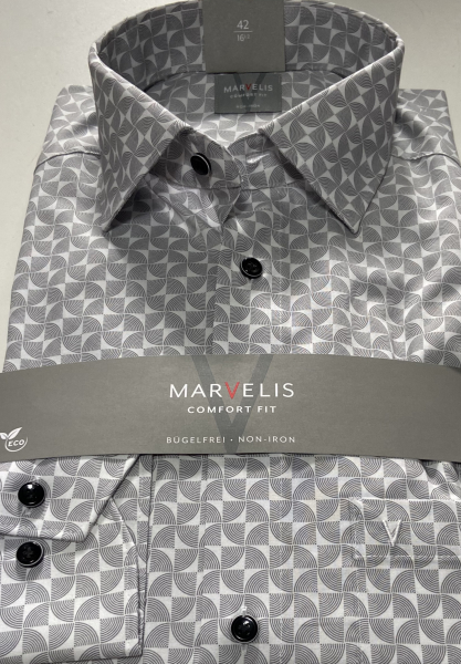 Marvelis Hemd Langarm 64cm, Comfort Fit -schwarz/weiß- 70381461