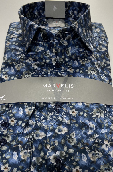 Marvelis Hemd Langarm 64cm, Comfort Fit -grün/blau/weiß- 70088418