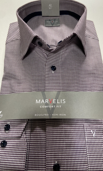 Marvelis Hemd Langarm 64cm, Comfort Fit -violett/weiß- 70528494
