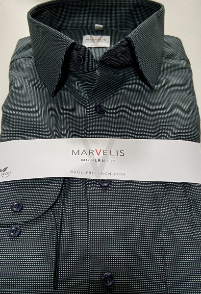 Marvelis Hemd extra lg. Arm 69cm, Modern Fit -schwarz/grün- 72102945