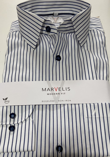 Marvelis Hemd extra langer Arm 69cm, Modern Fit -marine/weiß - 72142918