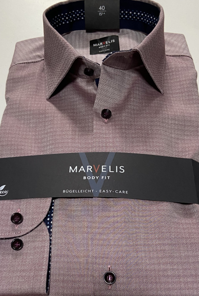 Marvelis Hemd Extra langer Arm 69cm, Body Fit -bordo- 75022935