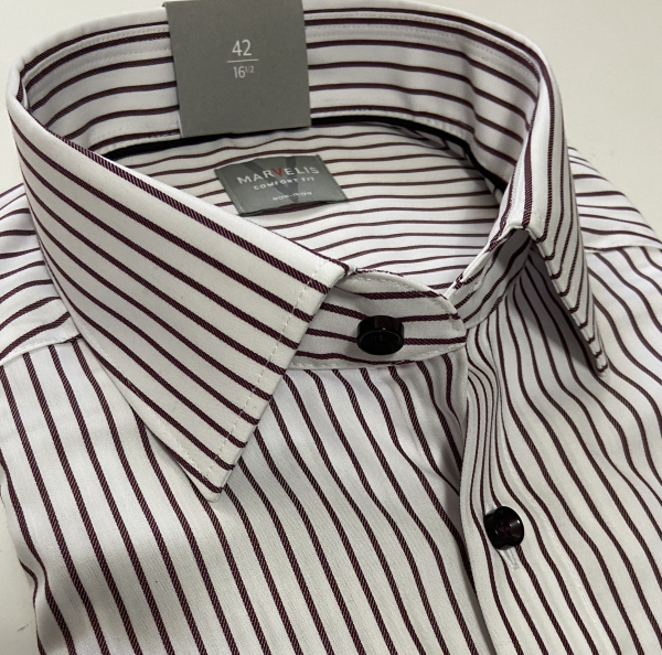 Marvelis Hemd Langarm 64cm, Comfort Fit -bordo/weiß- 70142439